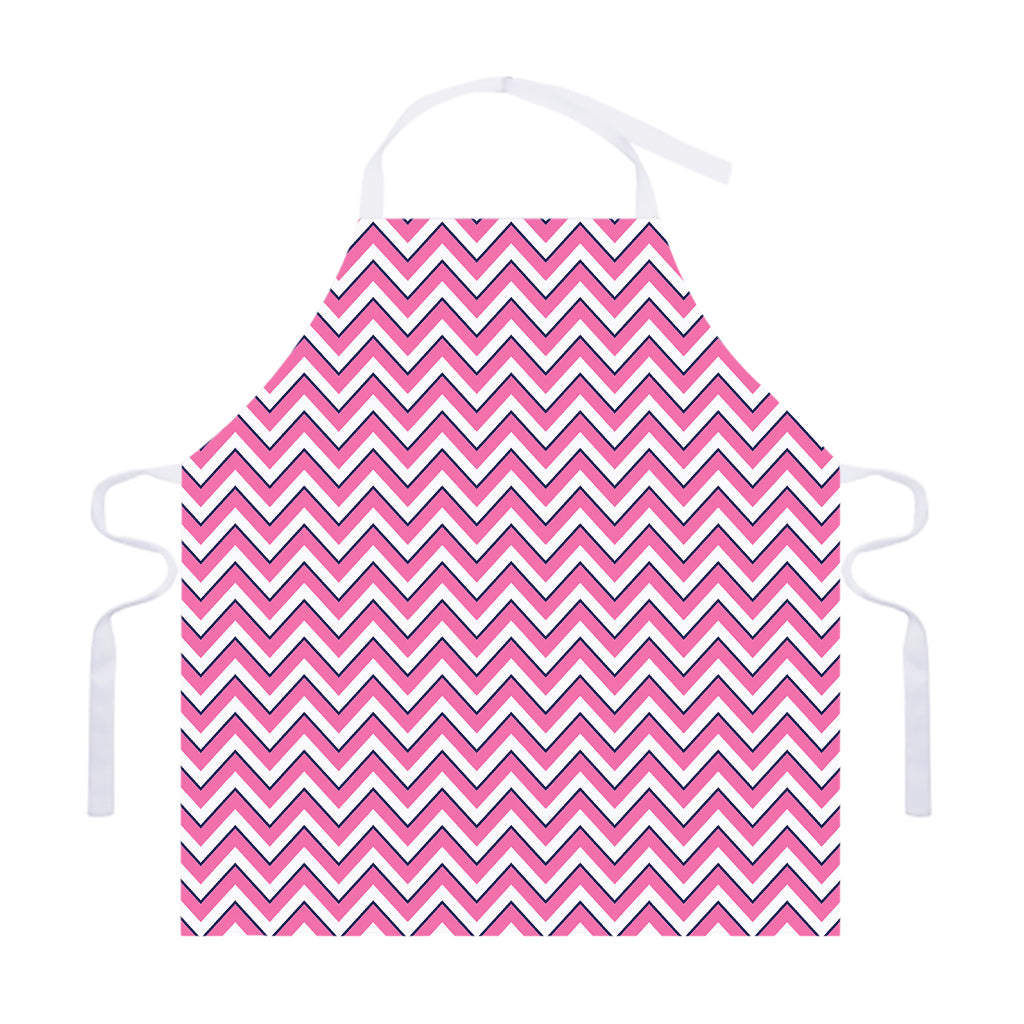 Pink White And Navy Chevron Print Adjustable Apron