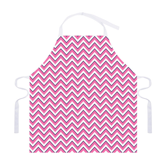 Pink White And Navy Chevron Print Adjustable Apron