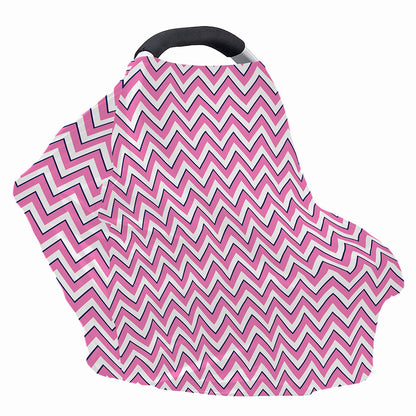 Pink White And Navy Chevron Print Baby Seat Cover