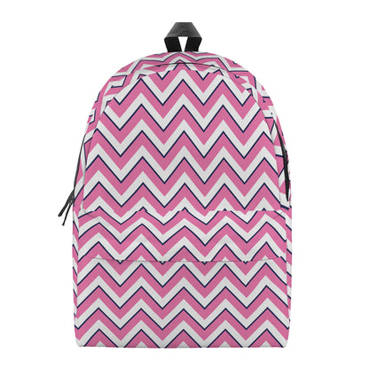 Pink White And Navy Chevron Print Backpack