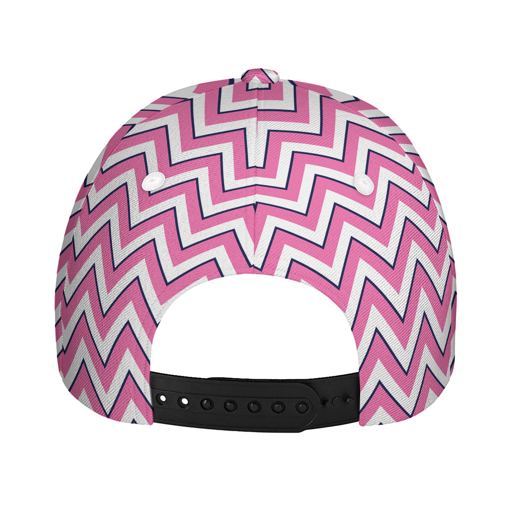 Pink White And Navy Chevron Print Baseball Cap