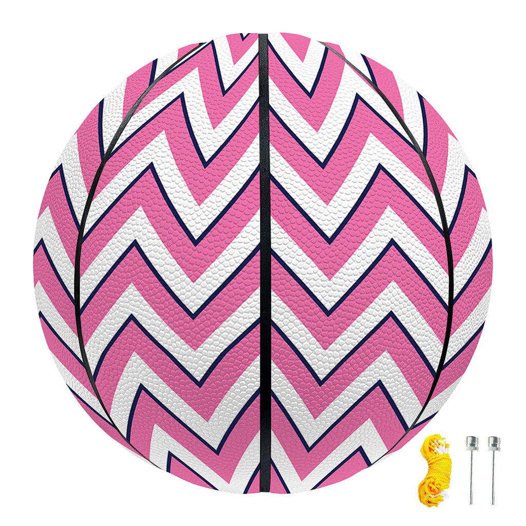Pink White And Navy Chevron Print Basketball