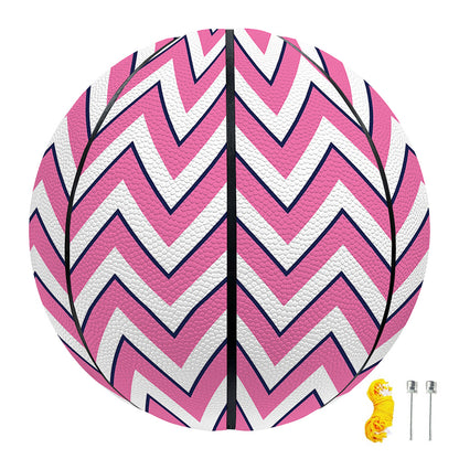 Pink White And Navy Chevron Print Basketball