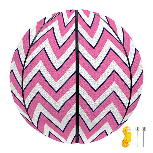 Pink White And Navy Chevron Print Basketball