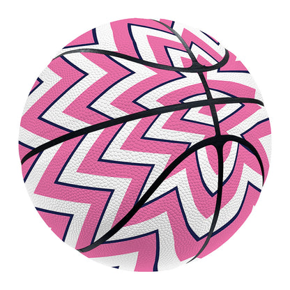 Pink White And Navy Chevron Print Basketball