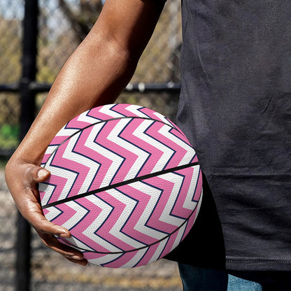 Pink White And Navy Chevron Print Basketball