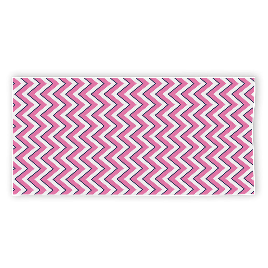 Pink White And Navy Chevron Print Beach Towel
