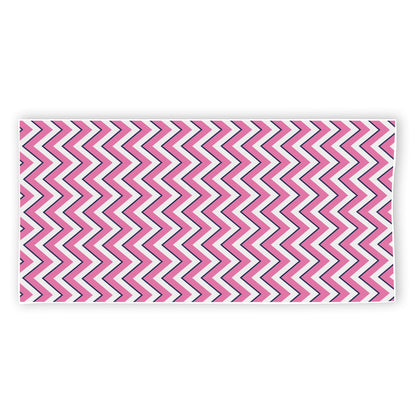 Pink White And Navy Chevron Print Beach Towel