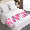 Pink White And Navy Chevron Print Bed Runner