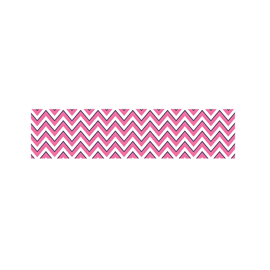 Pink White And Navy Chevron Print Bed Runner