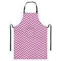 Pink White And Navy Chevron Print Bib Apron With Pocket