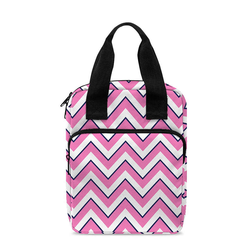 Pink White And Navy Chevron Print Bible Tote Bag