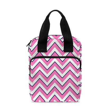 Pink White And Navy Chevron Print Bible Tote Bag