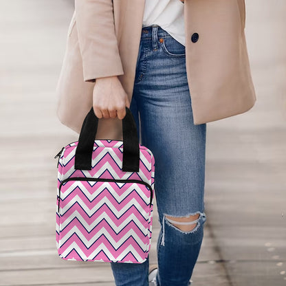 Pink White And Navy Chevron Print Bible Tote Bag