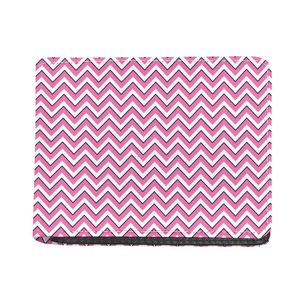 Pink White And Navy Chevron Print Bifold Wallet