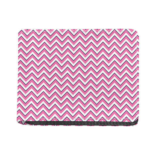 Pink White And Navy Chevron Print Bifold Wallet
