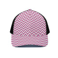 Pink White And Navy Chevron Print Black Mesh Trucker Hat