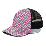 Pink White And Navy Chevron Print Black Mesh Trucker Cap