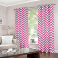 Pink White And Navy Chevron Print Dimout Grommet Curtains