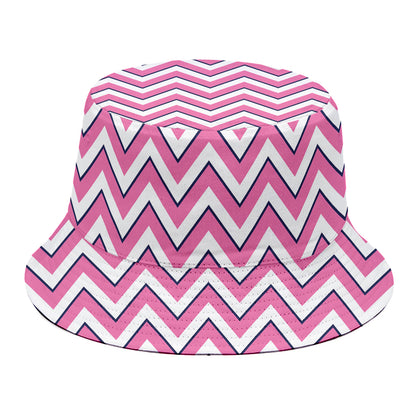 Pink White And Navy Chevron Print Bucket Hat