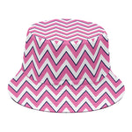 Pink White And Navy Chevron Print Bucket Hat