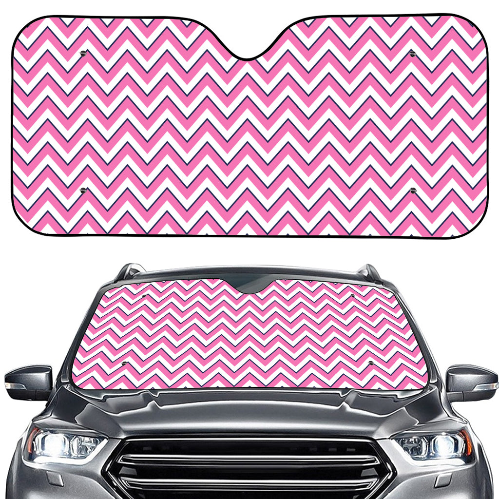Pink White And Navy Chevron Print Car Windshield Sun Shade