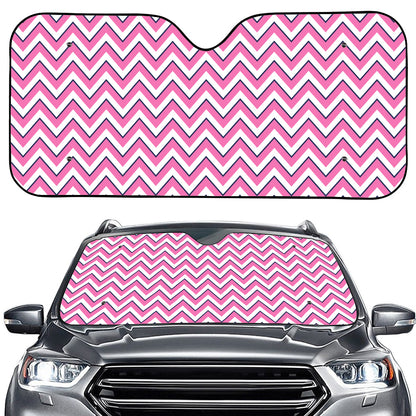 Pink White And Navy Chevron Print Car Windshield Sun Shade