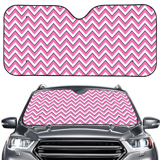 Pink White And Navy Chevron Print Car Windshield Sun Shade