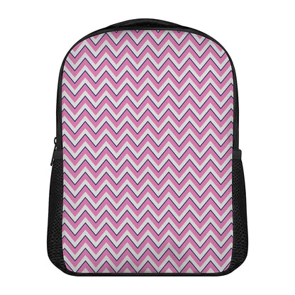 Pink White And Navy Chevron Print Casual Backpack