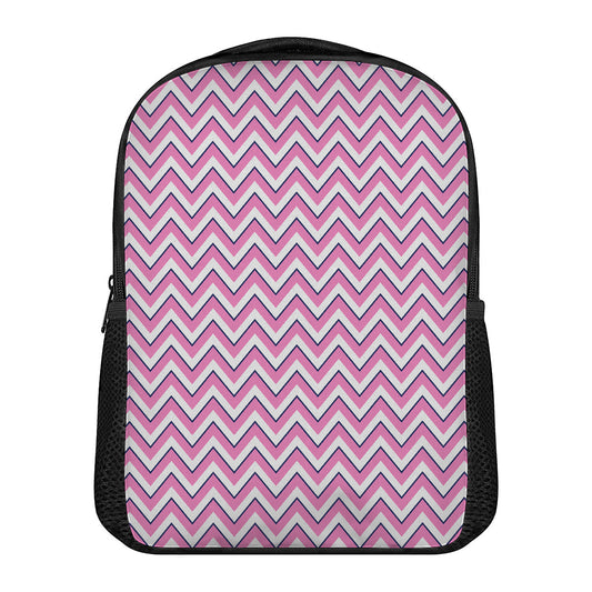 Pink White And Navy Chevron Print Casual Backpack