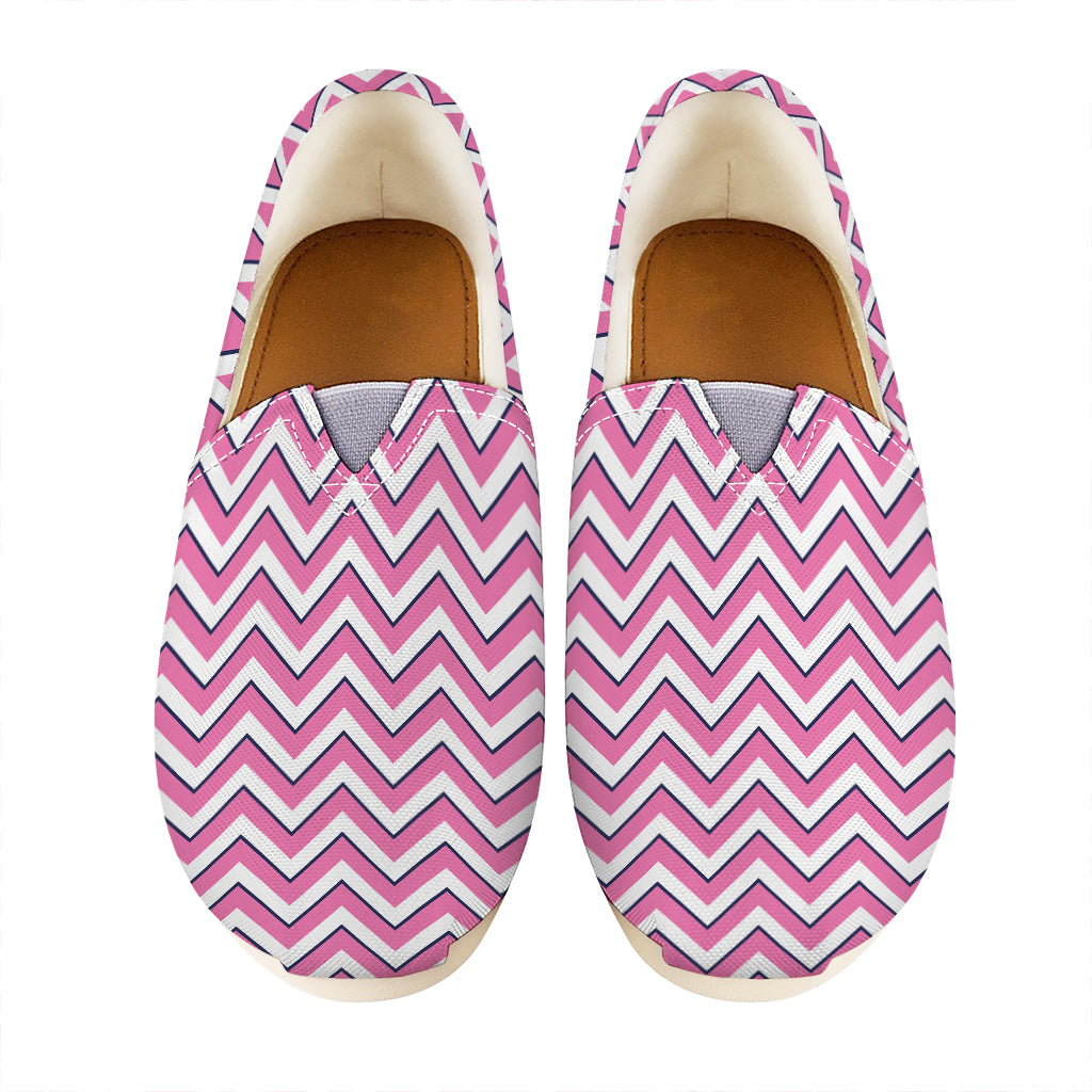Pink White And Navy Chevron Print Casual Shoes
