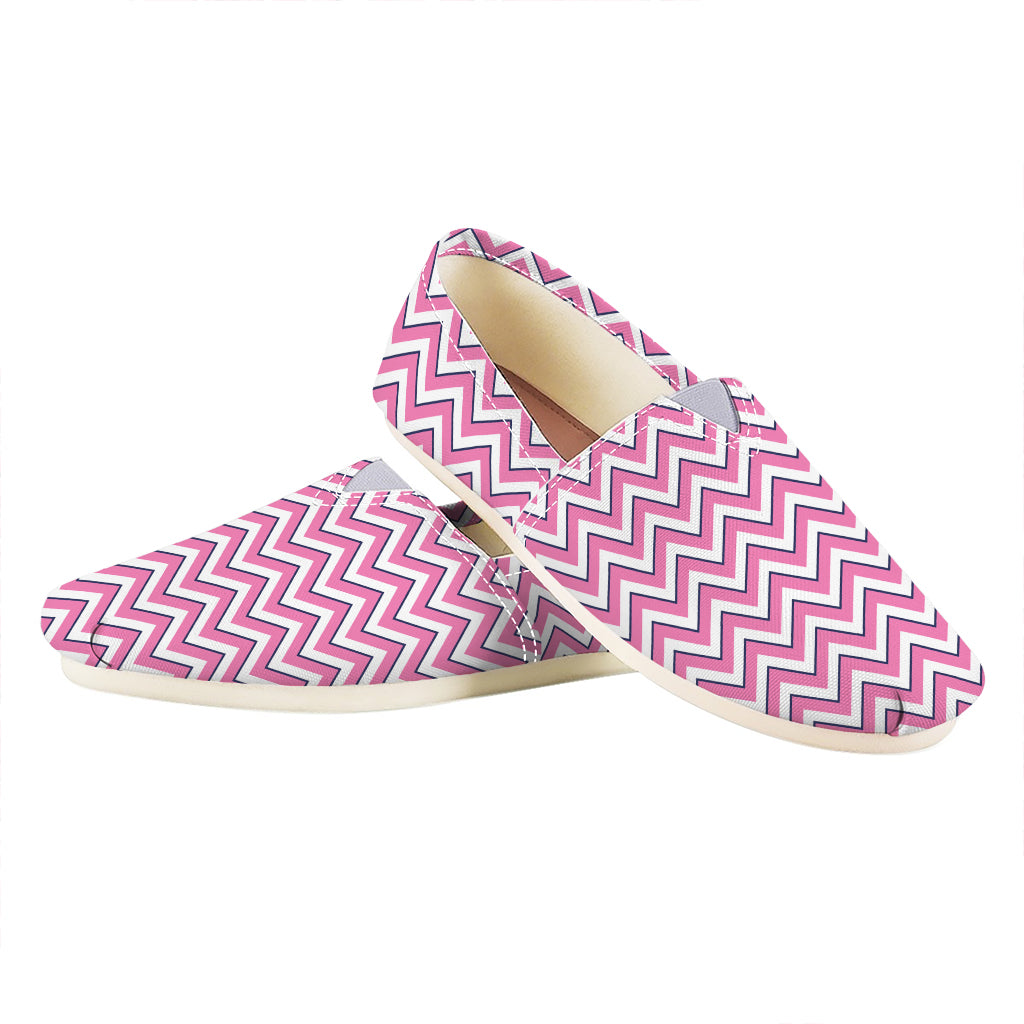 Pink White And Navy Chevron Print Casual Shoes