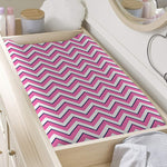 Pink White And Navy Chevron Print Changing Pad Cover