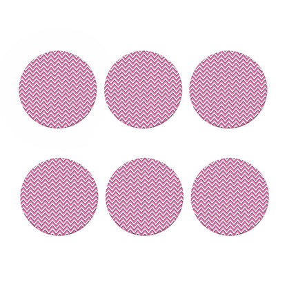 Pink White And Navy Chevron Print Coaster Set