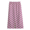 Pink White And Navy Chevron Print Cotton Front Slit Maxi Skirt
