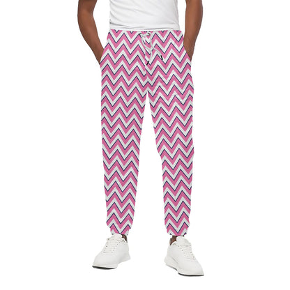 Pink White And Navy Chevron Print Cotton Pants