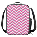Pink White And Navy Chevron Print Crossbody Lunch Bag