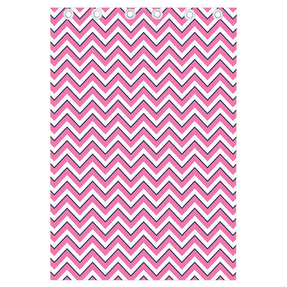 Pink White And Navy Chevron Print Curtain