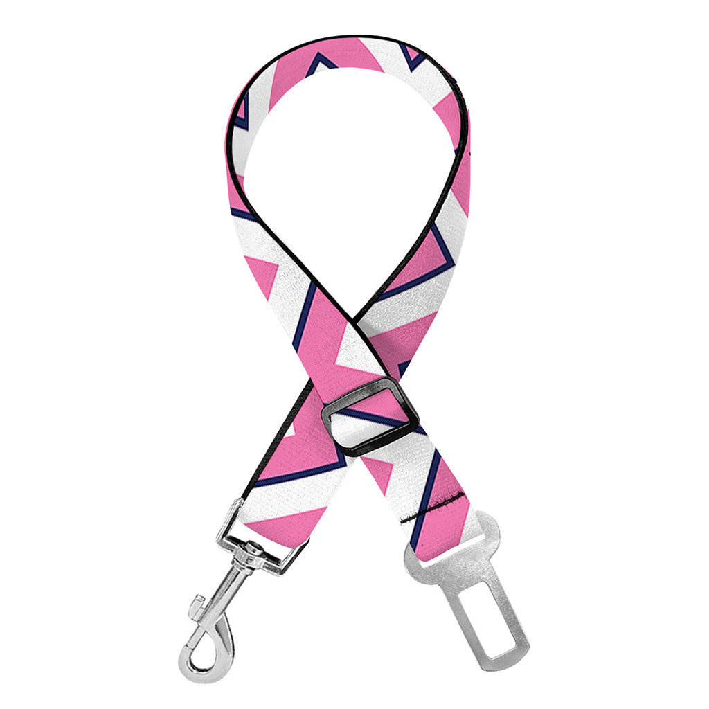 Pink White And Navy Chevron Print Dog Seat Belt