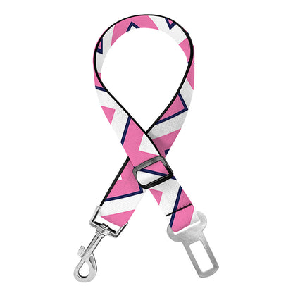Pink White And Navy Chevron Print Dog Seat Belt