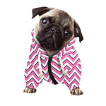 Pink White And Navy Chevron Print Dog Zip Up Hoodie