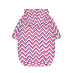 Pink White And Navy Chevron Print Dog Zip Up Hoodie