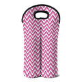 Pink White And Navy Chevron Print Double Neoprene Wine Tote