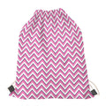 Pink White And Navy Chevron Print Drawstring Bag