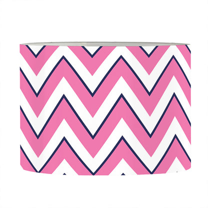 Pink White And Navy Chevron Print Drum Lamp Shade