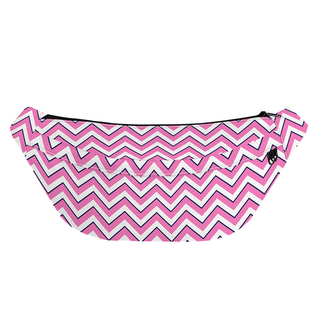 Pink White And Navy Chevron Print Fanny Pack