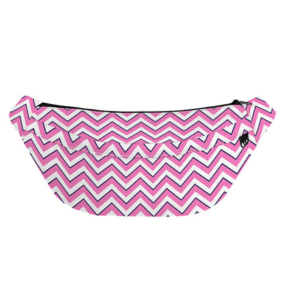 Pink White And Navy Chevron Print Fanny Pack