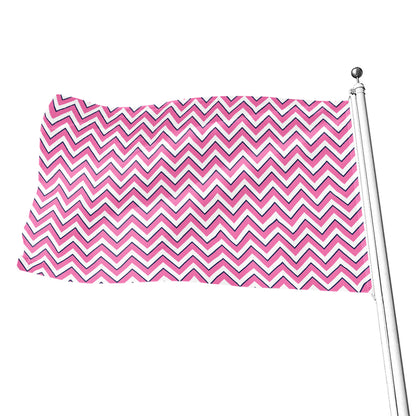 Pink White And Navy Chevron Print Flag