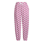 Pink White And Navy Chevron Print Fleece Lined Knit Pants