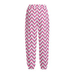 Pink White And Navy Chevron Print Fleece Lined Knit Pants